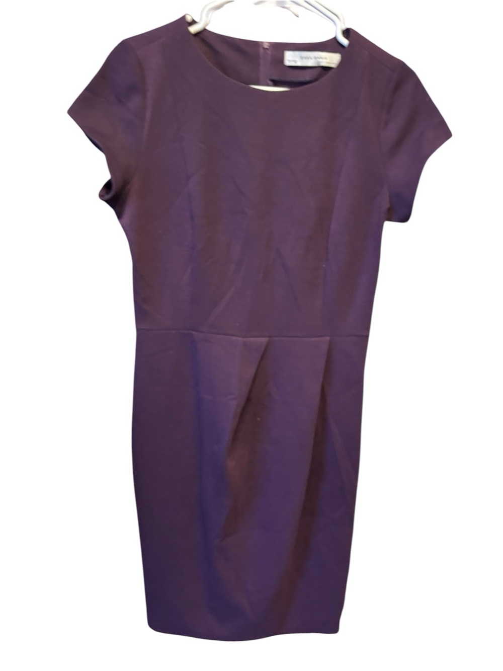 Zara Plum Cap-Sleeve Midi Sheath Dress